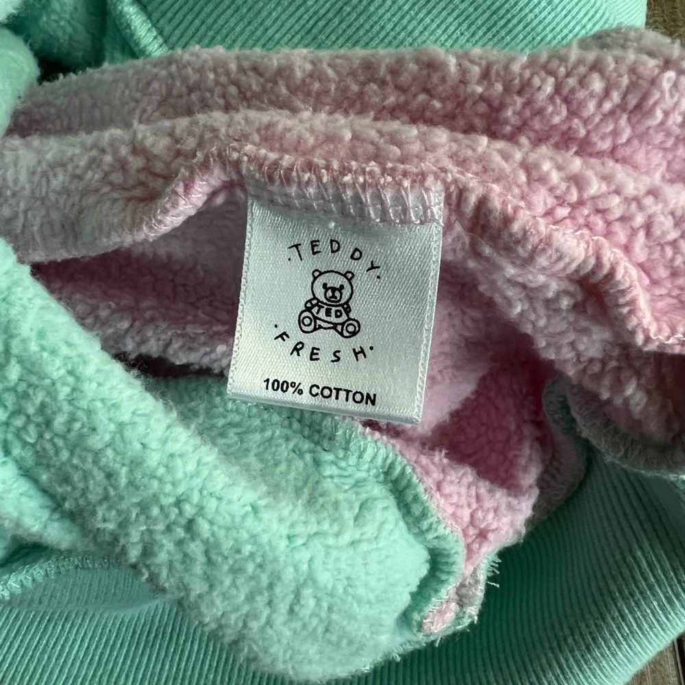 Teddy Fresh Colorblock Hoodie Mint Pink Cream Embroidered Logo Unisex - Picture 6 of 8